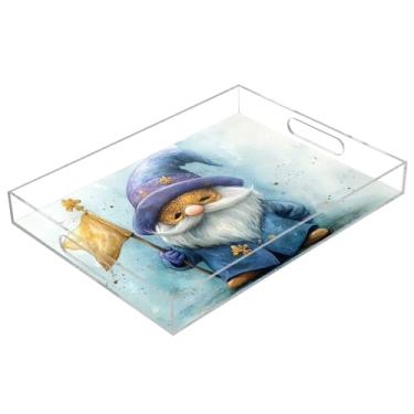 Imagem de STAYTOP Bandeja acrílica para servir máscara de carnaval, 15,7 x 11,20 cm, bandejas decorativas à prova de derramamento, organizador de bancada para café da manhã, chá, comida, maquiagem