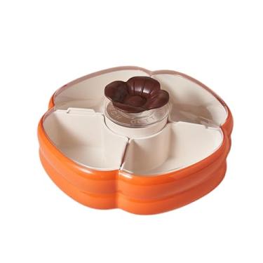 Imagem de Fenteer Bandeja dividida para servir frutas secas, prato organizador com tampa, tigela para doces, bandeja redonda para petiscos, travessa para biscoitos e