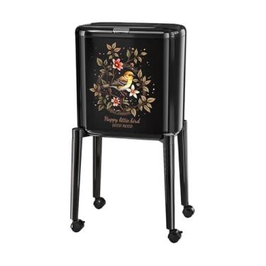 Imagem de MotiveTech Lixeira com Rodas, Portátil, com Tampa de Pressão, Design Minimalista, com Pé Alto, Ideal para Cozinha, Sala de Jantar, Escola e Escritório, Preto