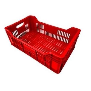 Imagem de Kit 3 Caixa Plástica Empilhável Hortifruti Agrícola Organizadora Resistente Frutas Verduras Multiuso(Vermelha)