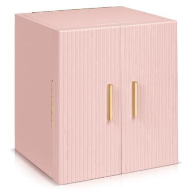 Imagem de Dajasan Caixa de joias grande para mulheres, caixa organizadora de joias com 3 gavetas, organizador de joias com espelho para colar, anel, pulseira, relógio, ideia de presente (rosa)