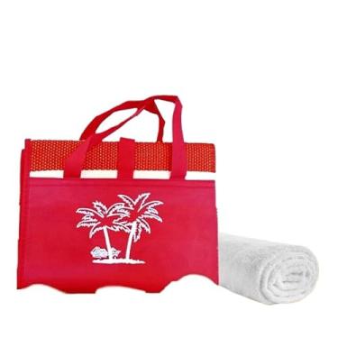 Imagem de Esteira De Praia Dobravél Com Alça de Bolsa Férias Verão Piquenique 170 * 90cm(Vermelho)