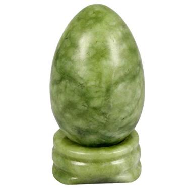 Imagem de Esfera de vinil com pedra preciosa natural de cristal curador da rockcloud com suporte de madeira, Green Jade Egg(1.7x1"), 1