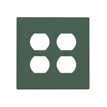 Imagem de WUYOCHA Capas decorativas verde escuro para interruptor de luz de 2 gangs, placas de parede duplas duplas para tomadas elétricas, capas de placa de interruptor para quarto, cozinha, decoração de casa