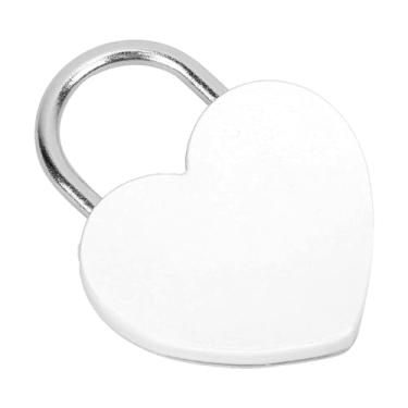 Imagem de Generic Cadeado de Bloqueio de Coração Requintado Colorido para Caixa de Jóias Coleção de Bloqueio de Chave para Crianças e Amigos Suprimentos de Artesanato de Metal (Branco)