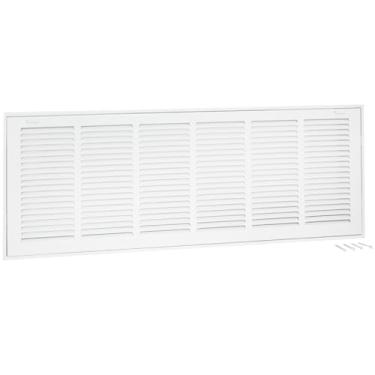Imagem de EZ-FLO Tampa de ventilação de retorno de 76 x 25 cm (abertura do duto) para parede ou teto, grade de filtro de ar de retorno de aço sólido, tampa de ventilação HVAC, branca, 61672