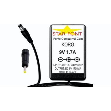 Imagem de Fonte DC 9V 1.7A para Teclado Sintetizador Korg - Bivolt com Adaptador