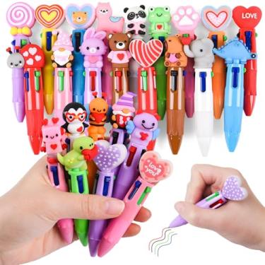 Imagem de LiYiQ Caneta colorida multicolorida para Dia dos Namorados em um desenho animado, fofa, divertida, fofa, em massa, kawaii, coração, capivara, sapo, forma de panda, adoráveis canetas esferográficas