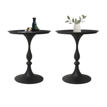 Imagem de Cre Cra 2 unidades de mesa lateral para sofá, mesa lateral de ferro - mesa de canto redonda de café, design contratado, estrutura resistente para sala de estar e quarto