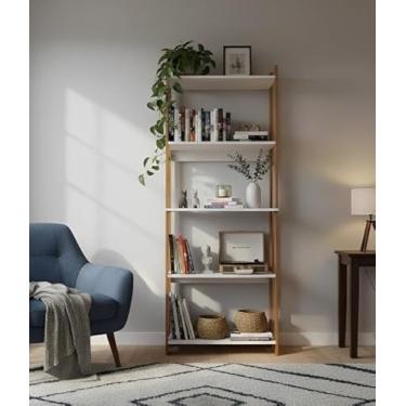Imagem de Estante Organizadora Livreiro Estilo Industrial Prateleira para Decoração Ambientes Sala Quarto Cozinha Escritorio Livros Bolsas Sapatos - BRANCO/NATURE