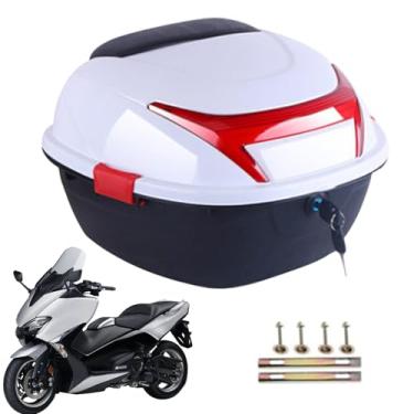 Imagem de Caixa traseira de motocicleta, capa de motocicleta | Caixa traseira para armazenamento de com refletores grandes,Porta-bagagens à prova d'água com base embutida para guardar roupas, outros