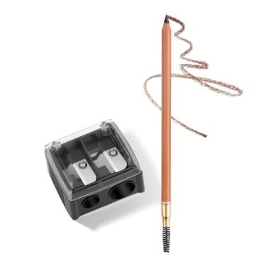 Imagem de Lápis de sobrancelha com apontador de orifício duplo, lápis de sobrancelha impermeável de longa duração com spoolie, ferramenta de preenchimento preciso e definição de sobrancelha, fórmula suave e