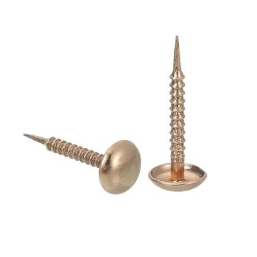 Imagem de 50 peças de pregos de estofamento, 8 x 20 mm, tachinhas de móveis de cabeça redonda para sofás, camas, projeto DIY, dourado