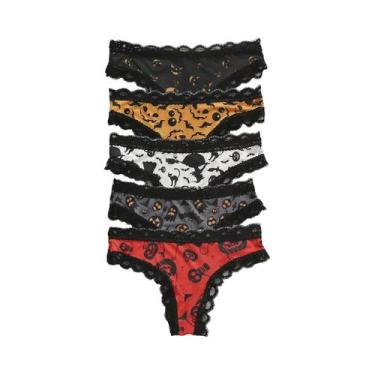 Imagem de 5 pçs calcinha feminina sexy calças de renda natal tanga meninas cintu