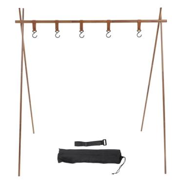 Imagem de OPPWONG Rack de Suspensão Leve para Acampamento, Design de Gancho Ajustável, Distância, Estrutura de tripé, Conexão de Corda Elástica, Liga de Alumínio, Acampamento Ao Ar Livre