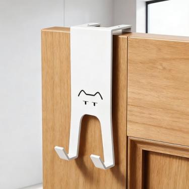 Imagem de Pacote com 2 ganchos sobre a porta, cabide de metal resistente para toalha, roupas, bolsa - organizador sem perfuração para economizar espaço para quarto, banheiro, quarto de crianças