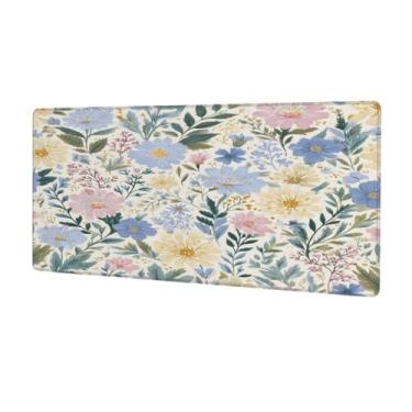 Imagem de Tapete de rato grande e bonito flores de primavera à prova d'água tapete protetor de mesa estendido para computador, base de borracha antiderrapante para escritório, computador, teclado, laptop e mesa
