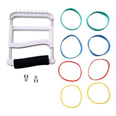 Imagem de Rolyan Ergonomic Hand Exerciser with Padded Handle, Adjustable Squeeze Tool, 4 Pairs of Rubber Bands for Progressive Resistance, Improves Hand Grip Strength in Fingers, Hand, & Thumb, White
