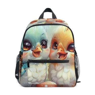 Imagem de GAIGEO Cute Chickens Eggs Animal Little Kid Backpack with Whistle, 2 Bottle Pockets, Lightweight, Back to School Backpacks 10x4x12 In, for Ages 3-8