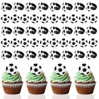 Imagem de 48un Anéis para Cupcakes Tema Futebol, Enfeites Cupcakes Futebol Americano para Meninos Meninas Aniversários Chás Bebê e Decoração Festas Tema Esportivo
