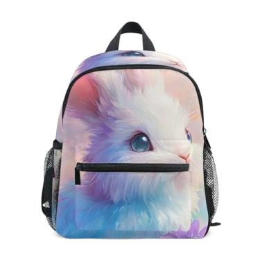 Imagem de Pastel Rabbit Cute Bunny Toddler School Backpack, 10x4x12 In, Girls Backpack Includes Water Bottle Pockets, Whistle Clip for Safety