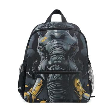 Imagem de GAIGEO Elephant Painting Mini Toddler Backpack, 10x4x12 In, Baby Boy Backpack Includes Water Bottle Pockets, Whistle Clip for Safety