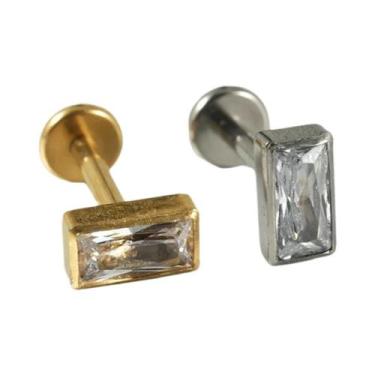 Imagem de Brinco De Titânio Zircon Labret Com Base Plana Para Lóbulo, Helix, Tra