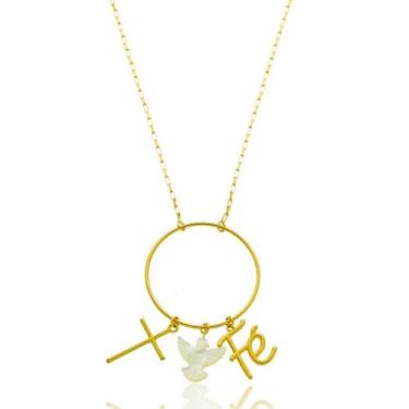 Imagem de Colar de Prata 925 Patuá Cruz Fé Divino Prata 70cm Banhado a Ouro 18K 