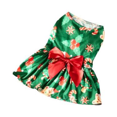 Imagem de Vestido De Natal Para Cães Com Estampa De Papai Noel E Floco De Neve, 