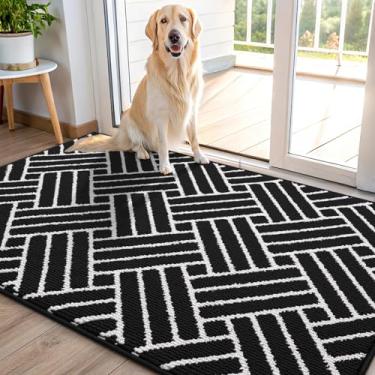 Imagem de OLANLY Tapete de porta interno, 121 x 81 cm, resistente à sujeira e absorvente, tapetes de borracha antiderrapante, capacho de baixo perfil fácil de limpar para entrada, porta da frente e entrada