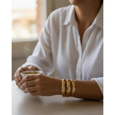 Imagem de Bracelete De Metal 3 Arcos Dourado Bijuteria Elegante E Mo Cor:Prata -