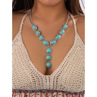 Imagem de Colar de turquesa ocidental para mulheres, não mancha, design de corrente grossa, pingente, joia estilo longo, roupa de concerto country, Medium, Latão, Sem Pedra Preciosa