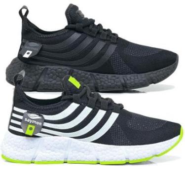 Imagem de Kit 2 Pares Tênis Academia New Saymon Masculino Feminino Confortável Corrida Fast Esportivo YyE-Unissex