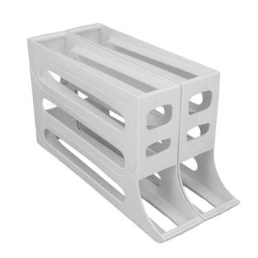 Imagem de AYNEFY Organizador de Rolamento de Ovos, Plástico Pp Premium, Bandeja de Armazenamento de Ovos Eficiente para Geladeira, Design que Economiza Espaço para Cozinha Doméstica (Branco)
