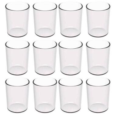 Imagem de Kit 12 Copos 400ml Transparente Plástico Escolar Refeitórios Servir Ág