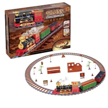 Imagem de Brinquedos de trem de Natal,Conjunto de trem ferroviário de Natal | Trem elétrico de Natal com neblina,Modelo de trens, conjunto de jogos com motor locomotivo infantil a bateria para meninos e meninas