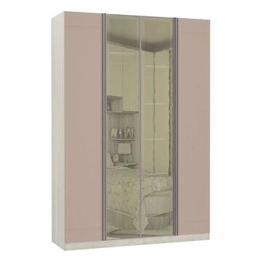 Imagem de Guarda Roupa Solteiro 4 Portas 3 Gavetas Prime Plus Com Vidro Reflecta 1,59 Cm Luciane Móveis