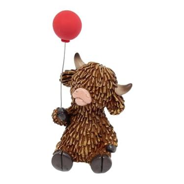 Imagem de MotiveTech Pequena Estatueta de Vaca, Escultura de Animal, Decoração de Mesa para O Dia Dos Namorados, Estátua de Touro em Resina para Cozinha, Natal Ou Mesa de, 7.6 X 5.3 X 13.5 Cm