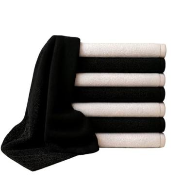 Imagem de Kit 10 Toalhas de Rosto Profissional em Algodão para Salão e Uso Diário com Alta Durabilidade e Absorção (KIT 10 TOALHAS PRETAS)