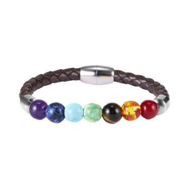 Imagem de Pulseira De 7 Chakras Com Pedras Naturais E Corda Preta Para Yoga, Rei