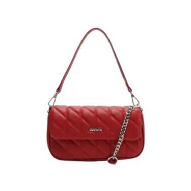 Imagem de Bolsa Feminina Anacapri Metalasse Triangular Alça Dupla Pequena Vermelho-Feminino