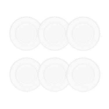 Imagem de Cj 6 Pratos Rasos de Cristal Pearl Bolinha Transparente 28cm Wolff