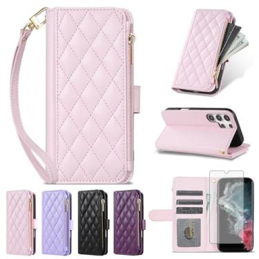 Imagem de Furiet Argyle Capa carteira para Samsung Galaxy S24 Ultra 5G com protetor de tela de vidro temperado, alça de pulso, compartimentos para cartões, couro PU, suporte para cartão, capa de telefone para