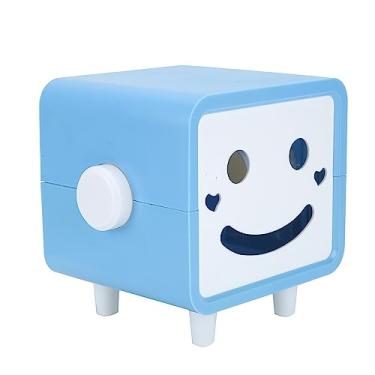 Imagem de Suporte para caixa de tecido Padrão de desenho animado Material ABS Caixa de armazenamento de toalha de papel Organizador de guardanapo para sala de estar Quarto Mesa de (Azul)