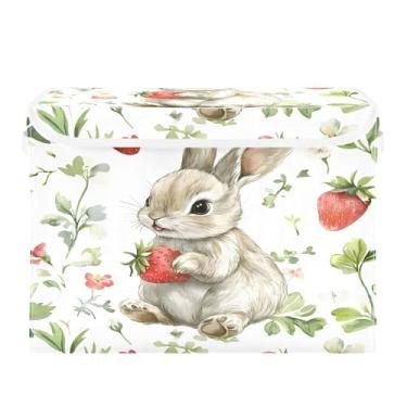 Imagem de SEHANY Cestas de armazenamento fofas de coelho de desenho animado com tampas, organizador de caixas de armazenamento de tecido para armário de roupas, cobertor de escritório, berçário, 42 x 32 x 30 cm