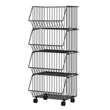 Imagem de 2, 3, 4, 5 camadas, cesta de lanche, organizador de prateleira de supermercado empilhável para escritório armário de cozinha despensa lojas de varejo dormitório, suporte de exibição de metal