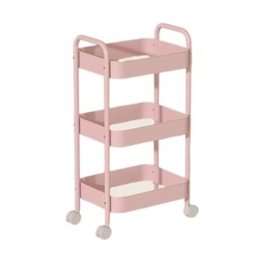 Imagem de Carrinho de rolamento de metal de 3 camadas com rodas - Organizador de armazenamento multicamadas para cozinha, banheiro, sala de estar e escritório - Montagem fácil, design versátil, armazenamento