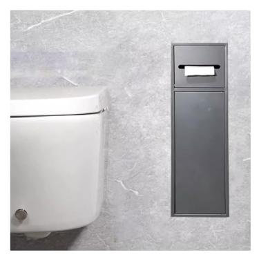 Imagem de Nicho de chuveiro de aço inoxidável com suporte de papel higiênico - Rack de armazenamento embutido para banheiro para escovas e itens essenciais - Prateleira de parede para casa e hotel (cinza)