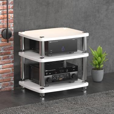 Imagem de Rack de áudio HiFi moderno, suporte de mídia Av, rack de armazenamento Au Dio, prateleiras de jogos, gabinete de console de mídia, suporte de TV, pequeno componente Av, suporte de entretenimento