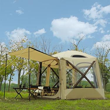 Imagem de Tenda instantânea | Barraca pop-up grande portátil fácil de configurar para acampamento familiar | Tenda hexagonal para restaurante com corda de vento/pinos de terra/postes de porta/bolsa de